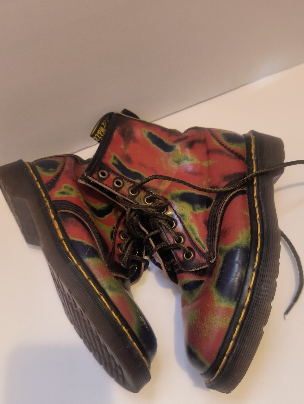 Vintage Dr. Martens Made in England Tie Dye Rub Off Boots UK 4 US 6 - Picture 11 of 11